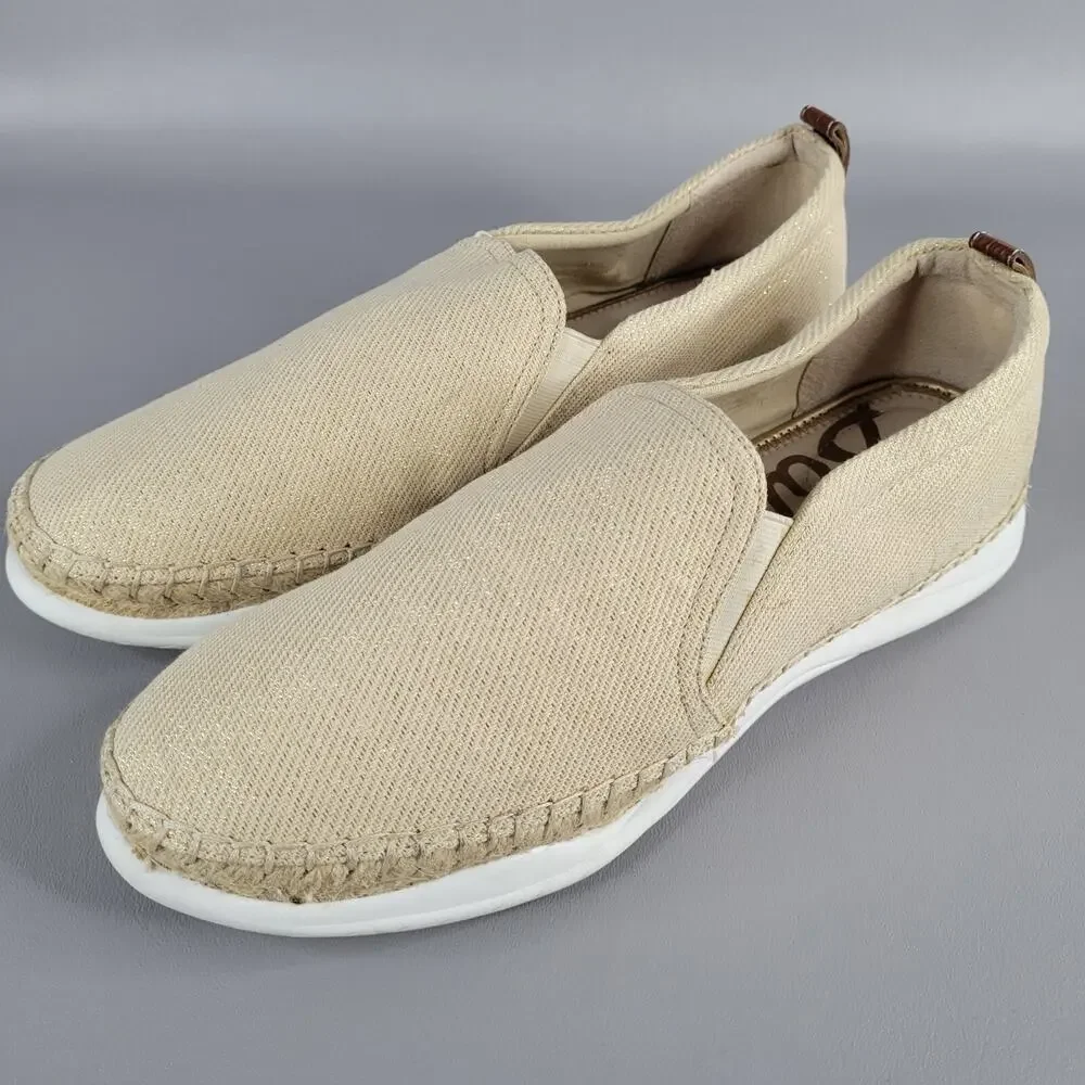 Sam Edelman Womens Kassie Espadrille Slip On Flats Size 10 M Beige Metallic